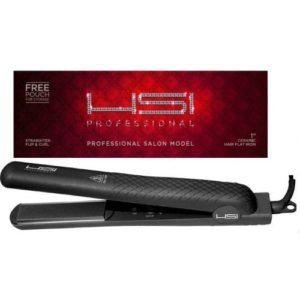 HSI Professional Ceramic Tourmaline Ionic Flat Iron hair straightener, with Glove, Pouch and Travel Size Argan Oil Leave-in Hair Treatment 